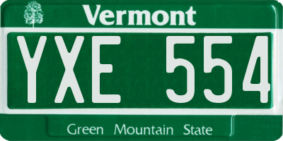 VT license plate YXE554