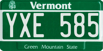 VT license plate YXE585