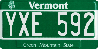 VT license plate YXE592