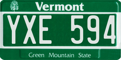VT license plate YXE594