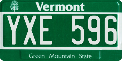 VT license plate YXE596