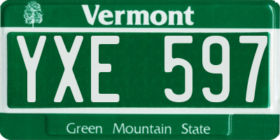 VT license plate YXE597