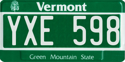 VT license plate YXE598