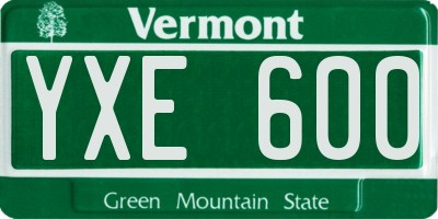 VT license plate YXE600