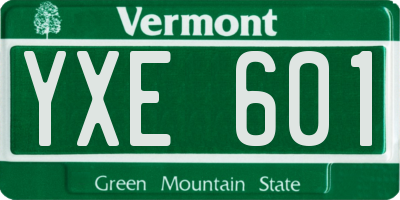 VT license plate YXE601