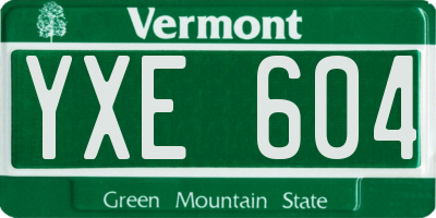 VT license plate YXE604