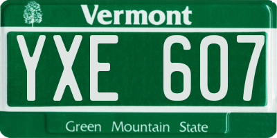VT license plate YXE607