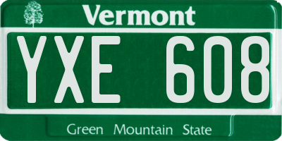 VT license plate YXE608