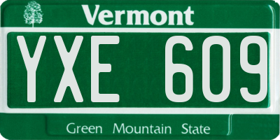 VT license plate YXE609