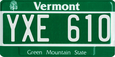 VT license plate YXE610