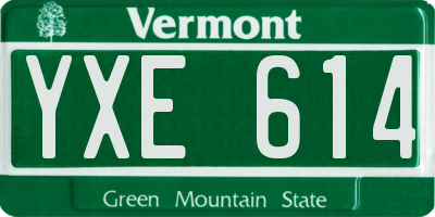 VT license plate YXE614