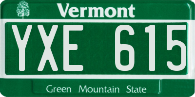 VT license plate YXE615