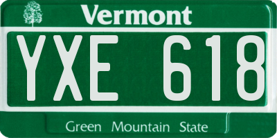 VT license plate YXE618
