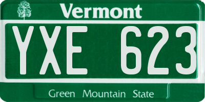 VT license plate YXE623