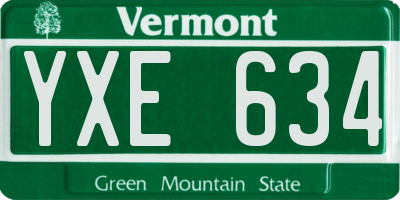 VT license plate YXE634