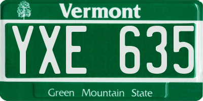 VT license plate YXE635