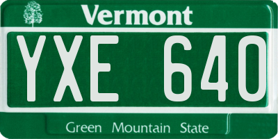 VT license plate YXE640