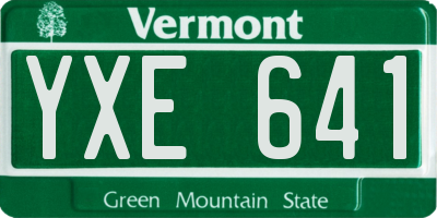 VT license plate YXE641