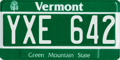 VT license plate YXE642