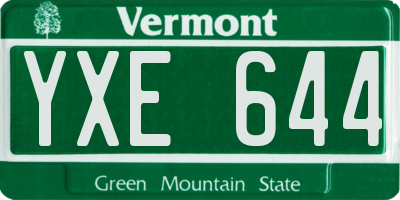 VT license plate YXE644