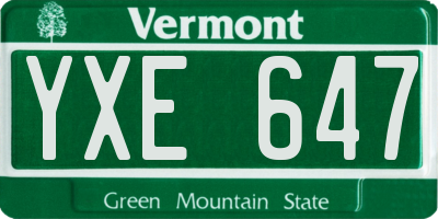 VT license plate YXE647