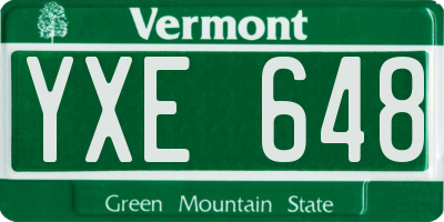 VT license plate YXE648