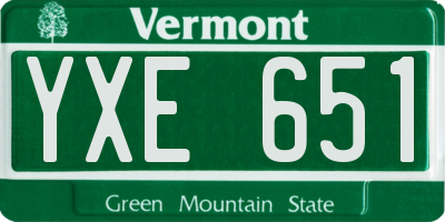 VT license plate YXE651