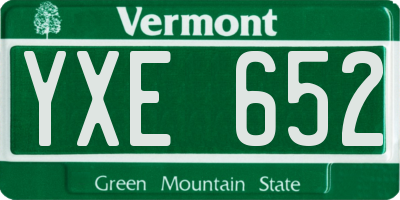 VT license plate YXE652
