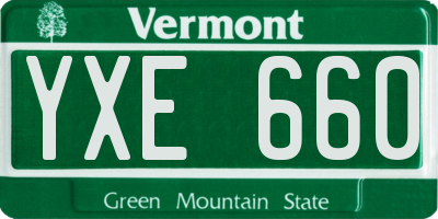 VT license plate YXE660