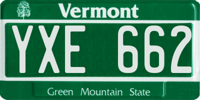 VT license plate YXE662
