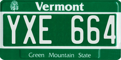 VT license plate YXE664