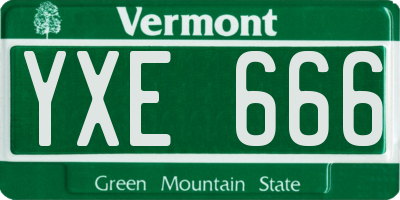 VT license plate YXE666