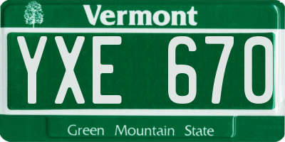 VT license plate YXE670
