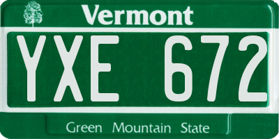 VT license plate YXE672