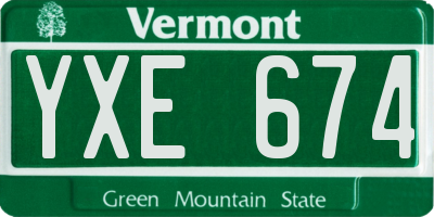 VT license plate YXE674