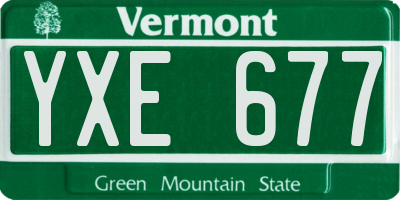 VT license plate YXE677