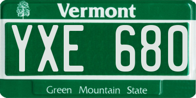 VT license plate YXE680