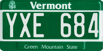 VT license plate YXE684