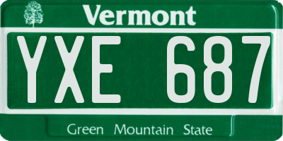 VT license plate YXE687