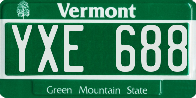 VT license plate YXE688