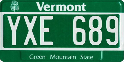 VT license plate YXE689