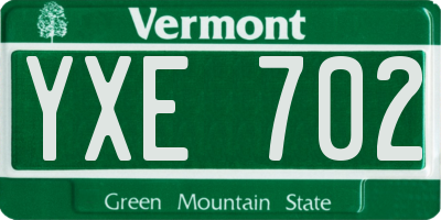 VT license plate YXE702