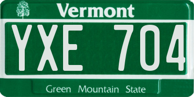 VT license plate YXE704