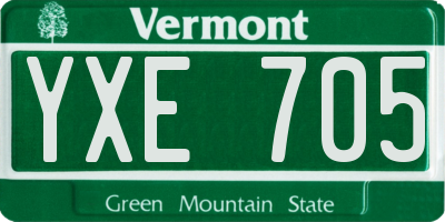 VT license plate YXE705