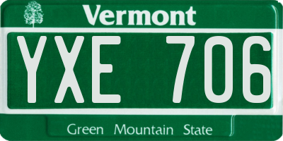 VT license plate YXE706