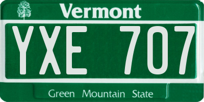 VT license plate YXE707