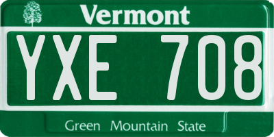 VT license plate YXE708