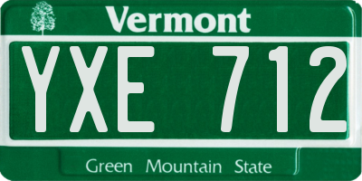 VT license plate YXE712