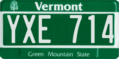 VT license plate YXE714