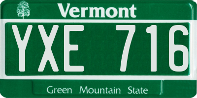 VT license plate YXE716